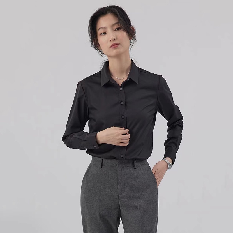 Black polo long sleeve for women formal plain polo shirt man Classic Korean fashion Business shirt Shopee Philippines