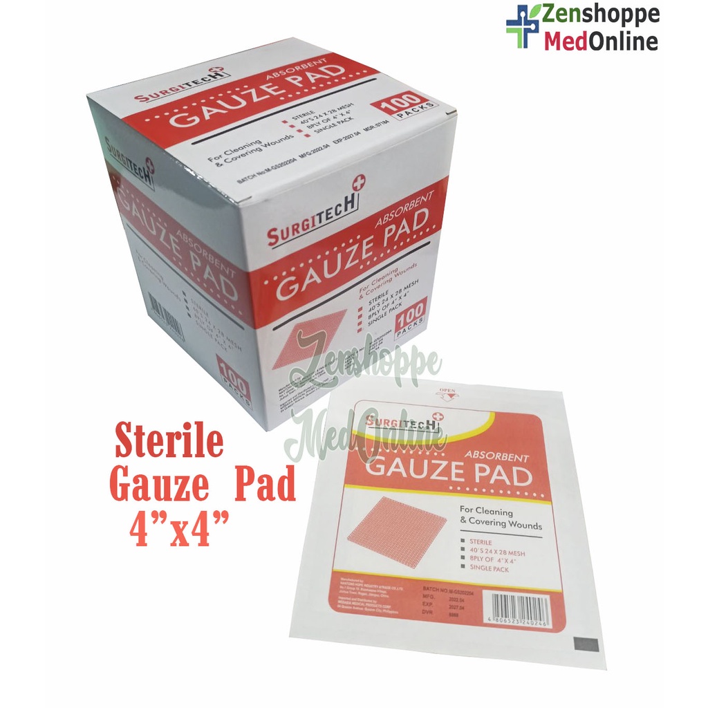 SURGITECH Sterile Gauze Pad 4x4 (100pcs/box) Shopee Philippines