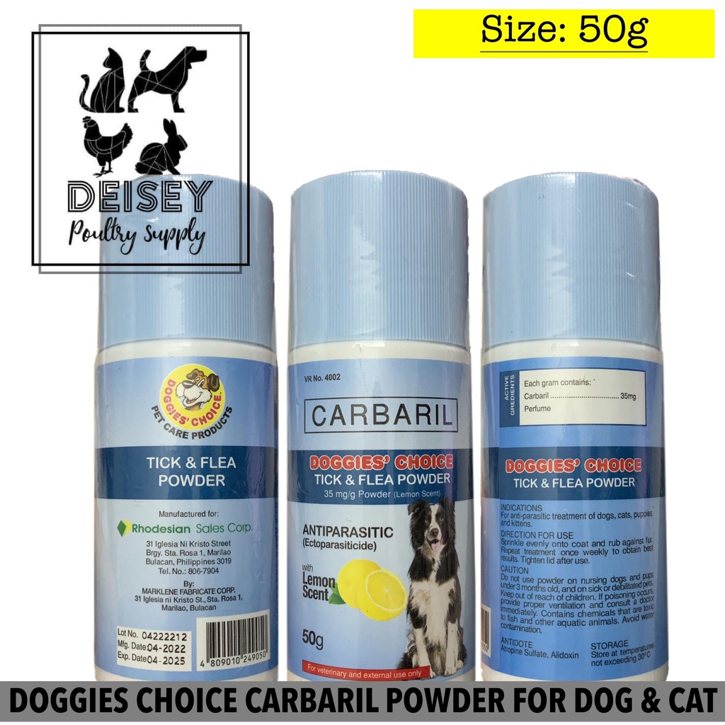 Carbaryl Doggies Choice Tick & Flea Powder for Dog & Cat (50grams