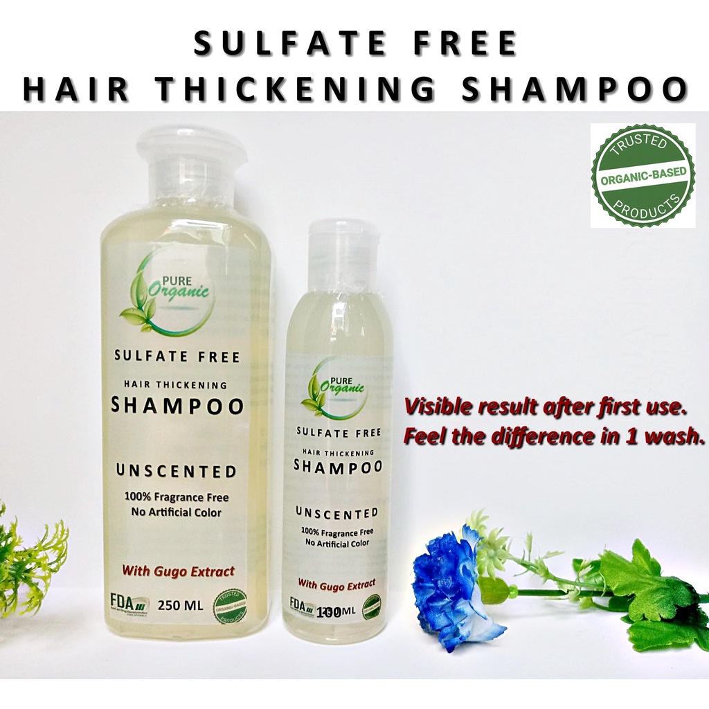 Sulfate Free Hair Thickening Unscented Shampoo by Pure Organic Safe For