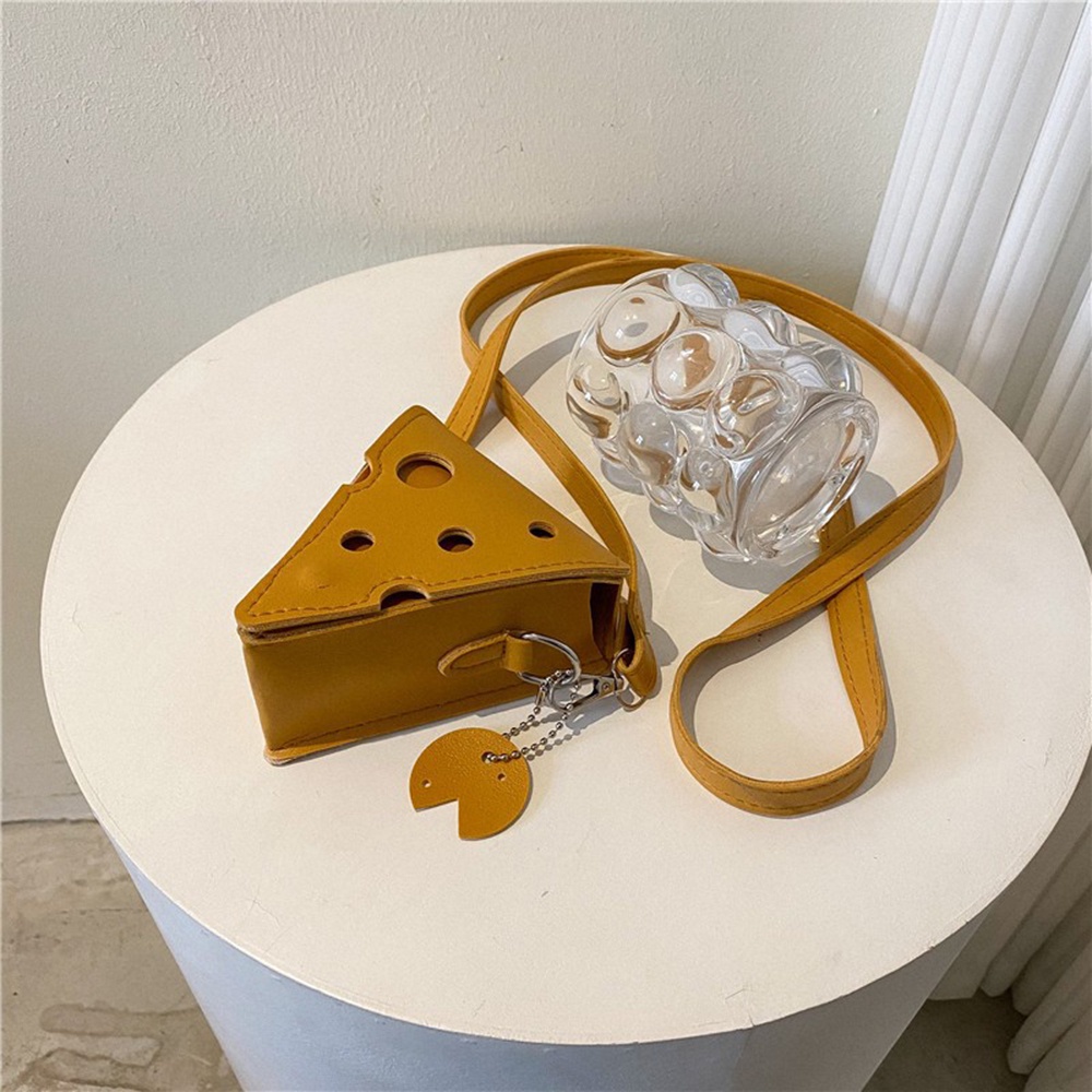Cheese Shaped Mini PU Leather Bags For Women Cute Earphone Lipstick ...