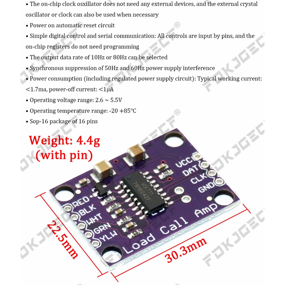 HX711 Weighing Sensor 24-bit A/D Conversion Adapter Load Cell Amplifier ...