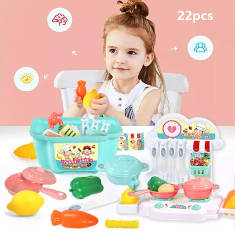 Flormoon Little Girl Tea Set, 22PCS Kids Play Tea Set, Pretend Kitchen Toy
