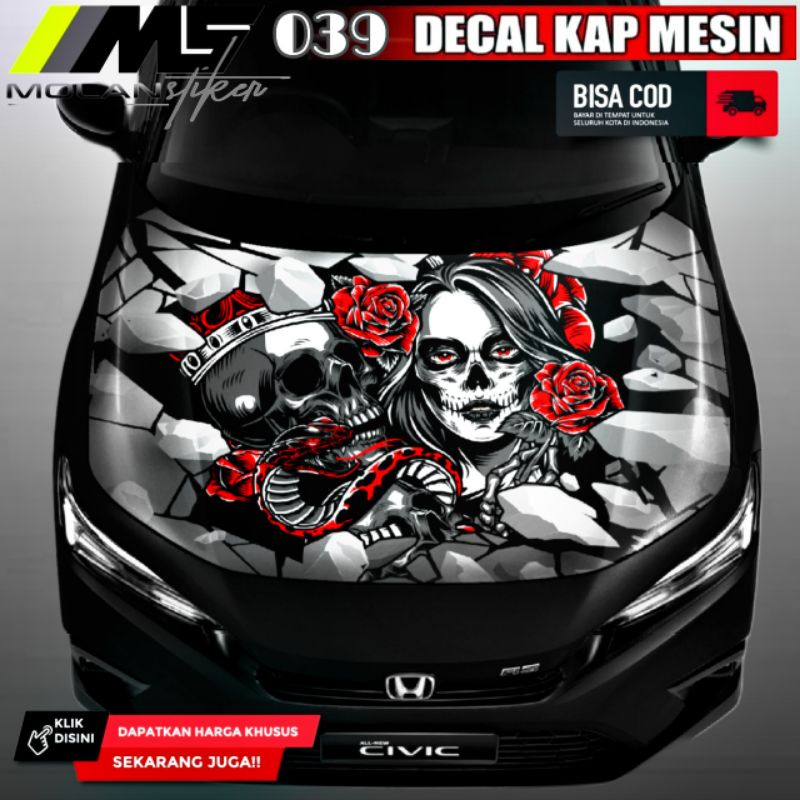 MESIN Decal Sticker Striping Variations Of Car Engine Hood/Decal