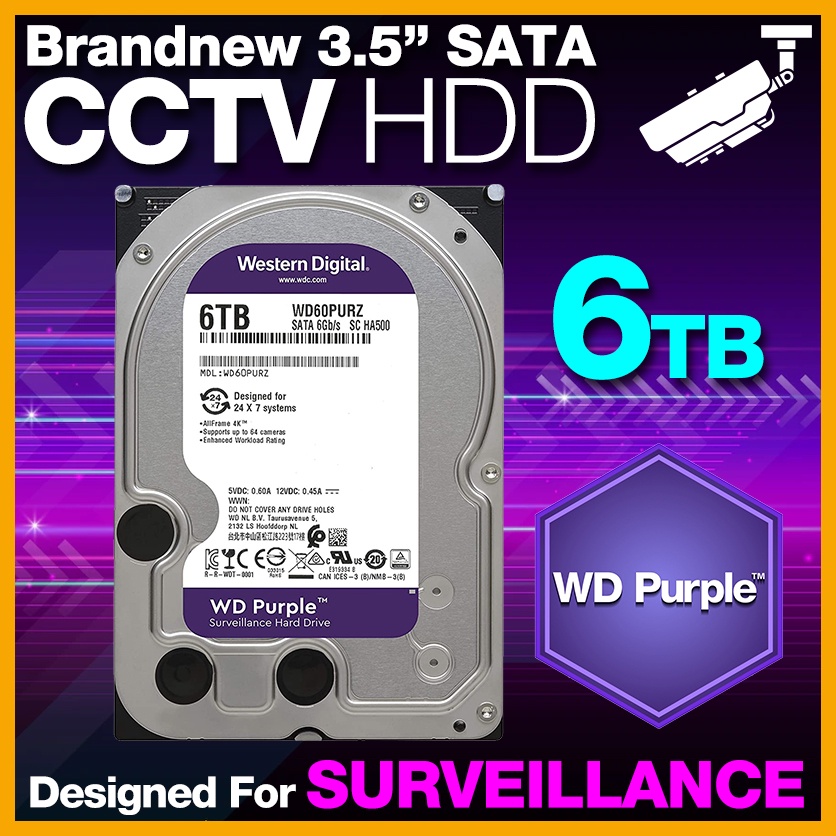 B/N CCTV HDD - WD PURPLE 2,4,6TB SEAGATE SKYHAWK 8TB | Shopee