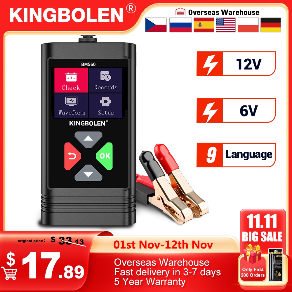 availableKINGBOLEN BM560 BM550 Car Battery Tester 24V 6V 12V Detect