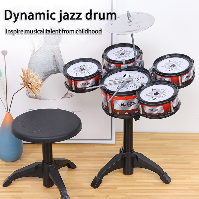 Children Kids Jazz Drum Set Musical Educational Instrument Toy 5 Drums ...