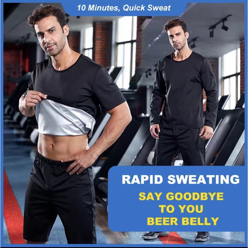 Men Sauna Suit Sweat Fast Weight Loss Exercise Gym Fitness Jogging Yoga