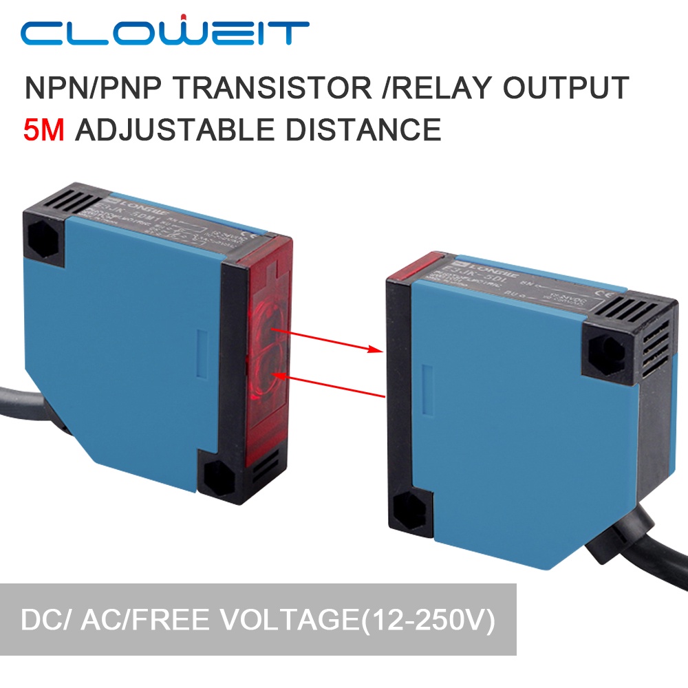 Cloweit Relay Output 5m Through Beam Detection Infrared Photo Electric