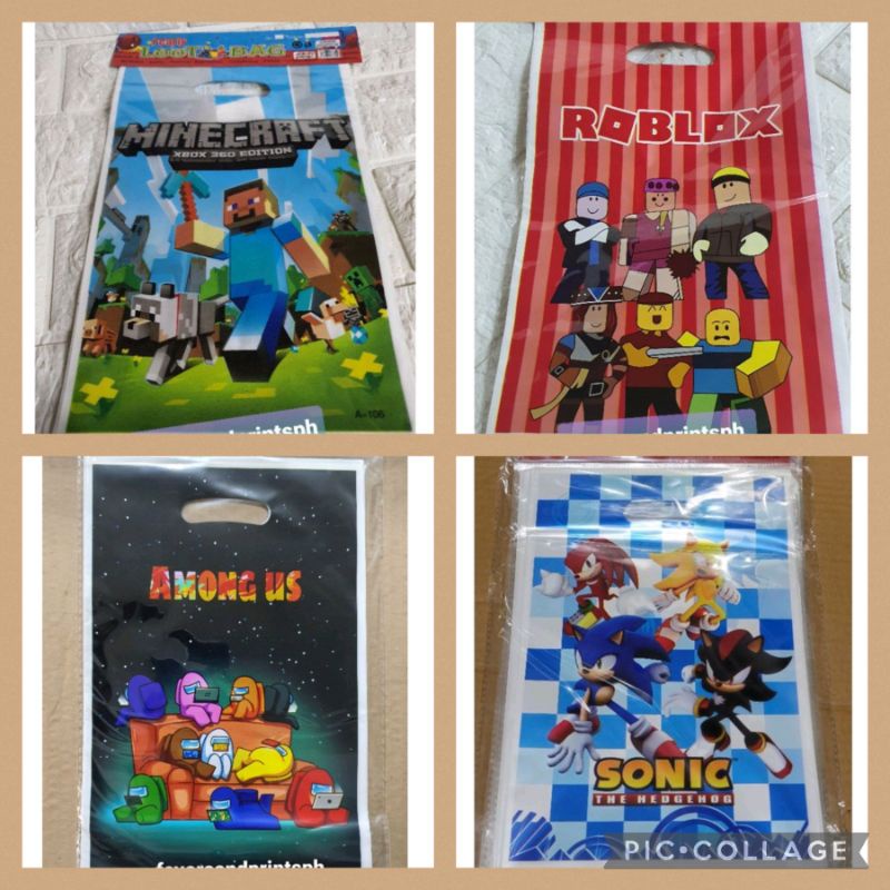 CHARACTER THEMED PARTY LOOT BAGS (PLASTIC) BOY'S DESIGN / ROBLOX