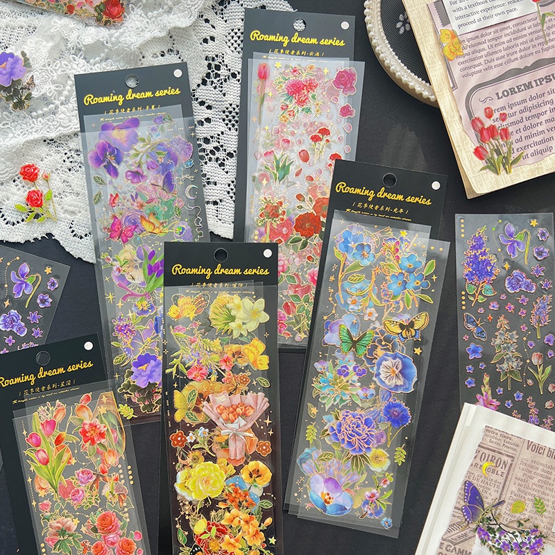 Journamm 3pcs/pack PET Materials Gilding Craft Stickers DIY Cut Collage ...