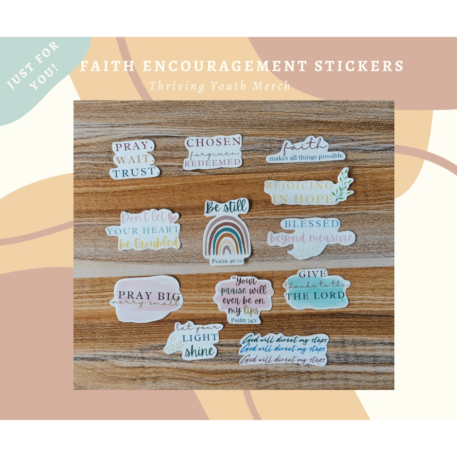 Faith "Encouragement" Stickers 12 pcs Bible Journaling Scrapbooking (w ...