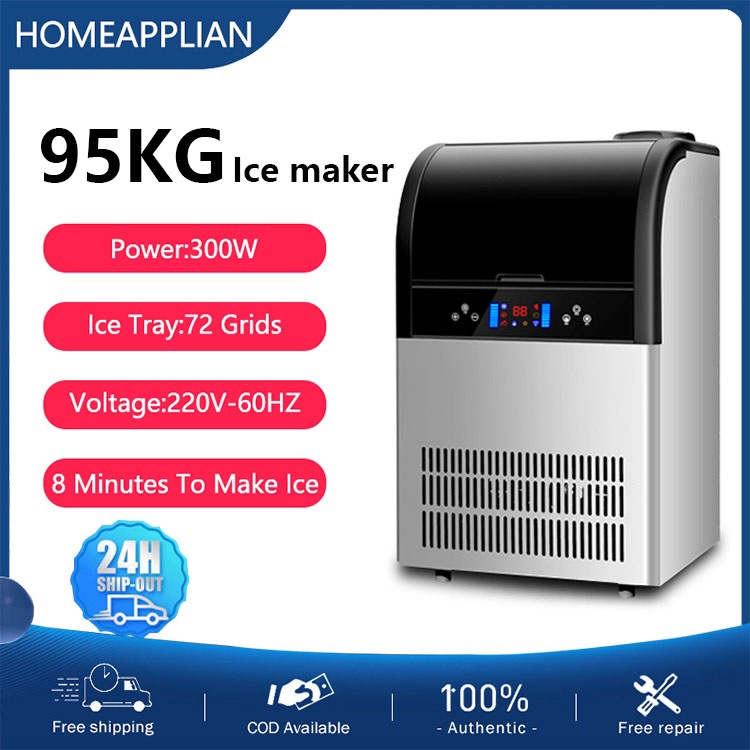 COD Commercial Ice Maker 220V/60HZ Philippines Motor Commercial 75KG Smart Ice Maker 8 Minutes
