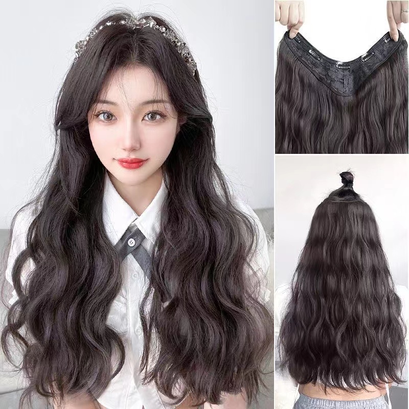 Wig Female Long Curly Hair Fluffy Wool Perm Long Hair Invisible Curly 