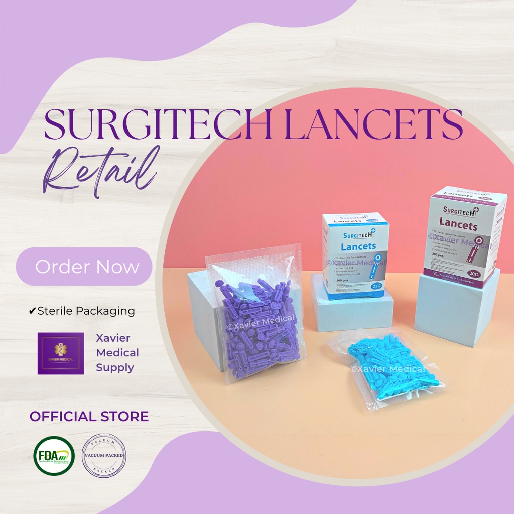 SURGITECH Blood Lancets Retail (Sold Per 50's and 100's) Shopee