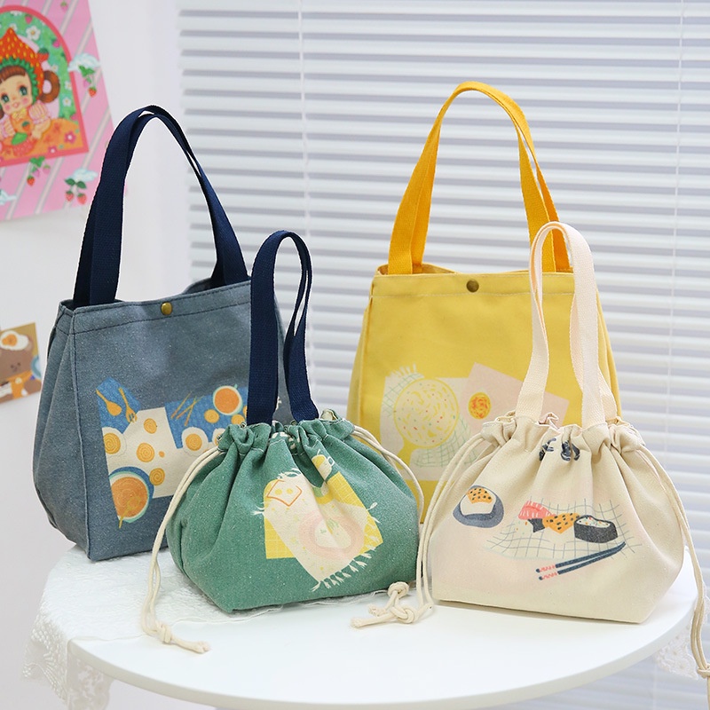 Lunch Box Bag Drawstring Large Capacity Lunch Bag Bento Tote Pouch