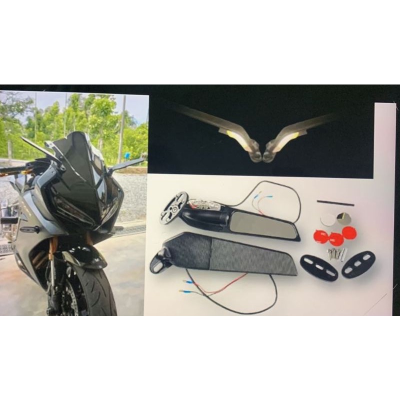 YAMAHA R15 R25 SIDE MIRROR (WINGLET) WITH LED (WHITE) | Shopee Philippines