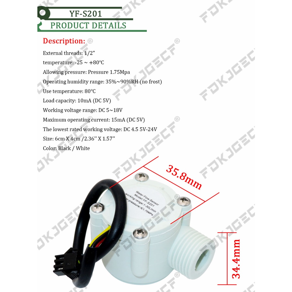 YF-S201 water flow sensor 4/6 points G1/2/3/4 interface FS300A water ...