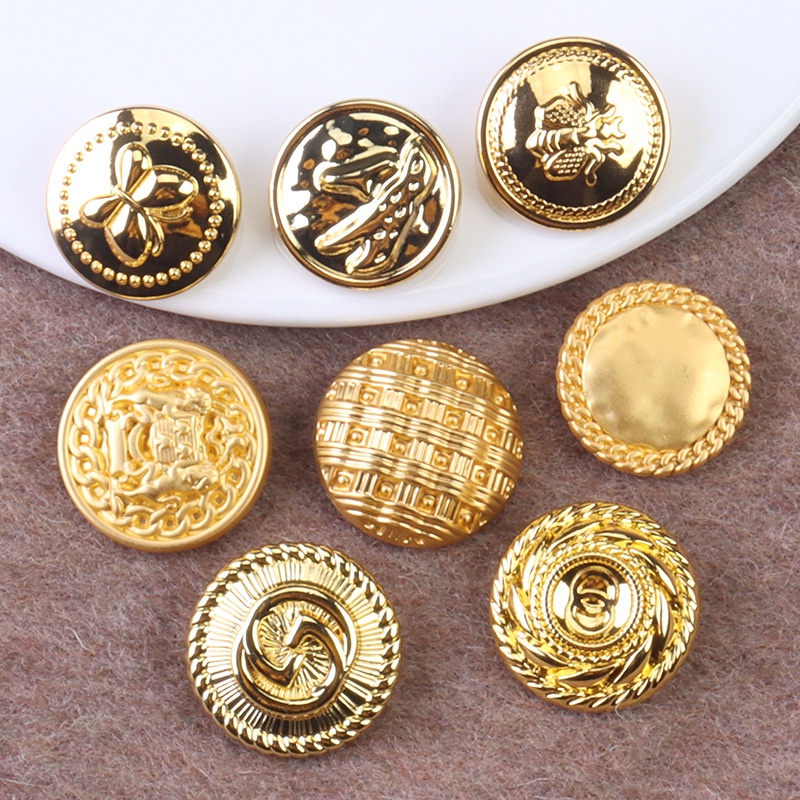 10pcs 20mm Vintage Gold Metal Button Embossed Pattern Clothes Sewing ...