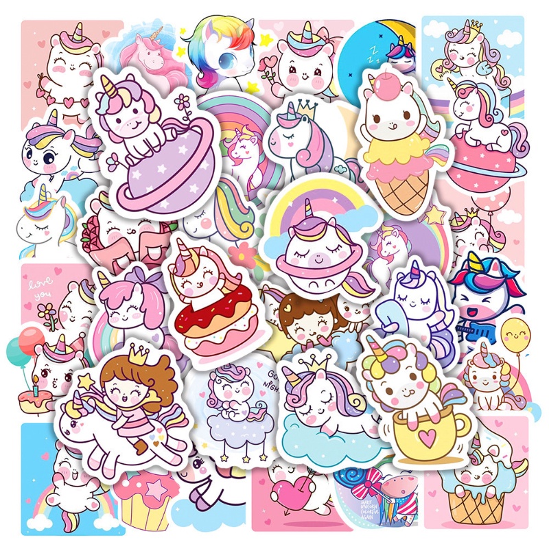 100pcs Unicorn Sticker for Kids Cute Cartoon Unicorn Stickers ...