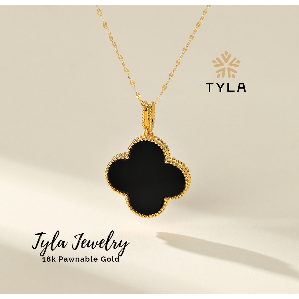 Gold necklace deals with black pendant