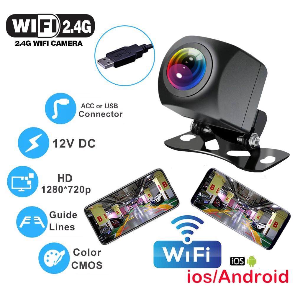 Wireless Car Rear View Camera WIFI 170 Degree Wide Angle Reversing Dash ...