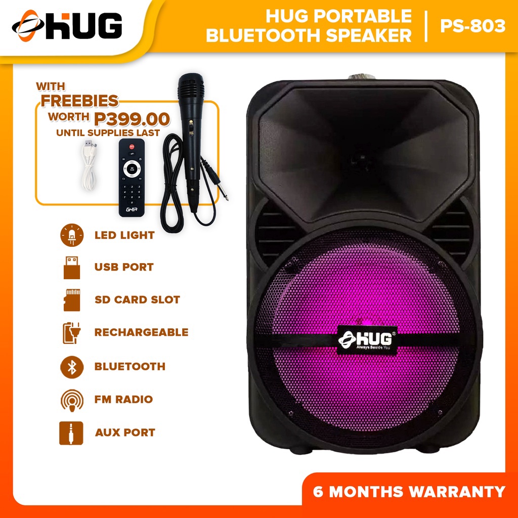 Hug Led Portable Wireless Bluetooth Speaker w/ Mic And Remote (w/ USB ...