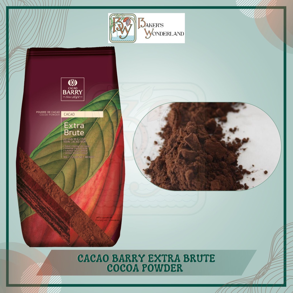 Cacao Barry Extra Brute 22/24% Dutched Cocoa Powder – 100% Pure Cocoa, French Chocolate