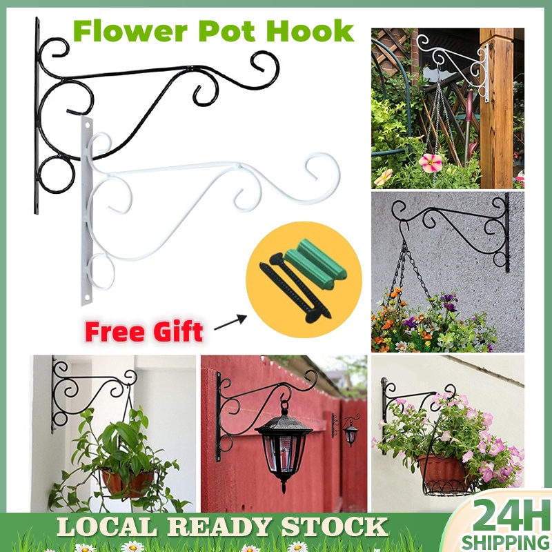 Wall Mounted Flower Pot Hook Garden Pendant Plant Holder Hanging Hook ...