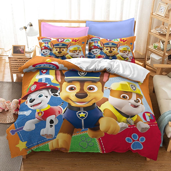 PAW Patrol Cartoon 3IN1 Bedsheet Set Single Double Size Kids Sheets Dog ...