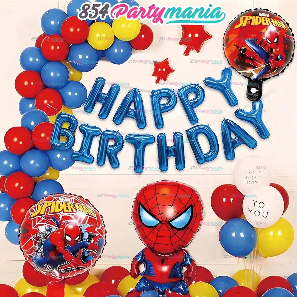 Spiderman balloons Happy Birthday Balloon Set and Banner For Birthday  Decoration Bundle For Boys