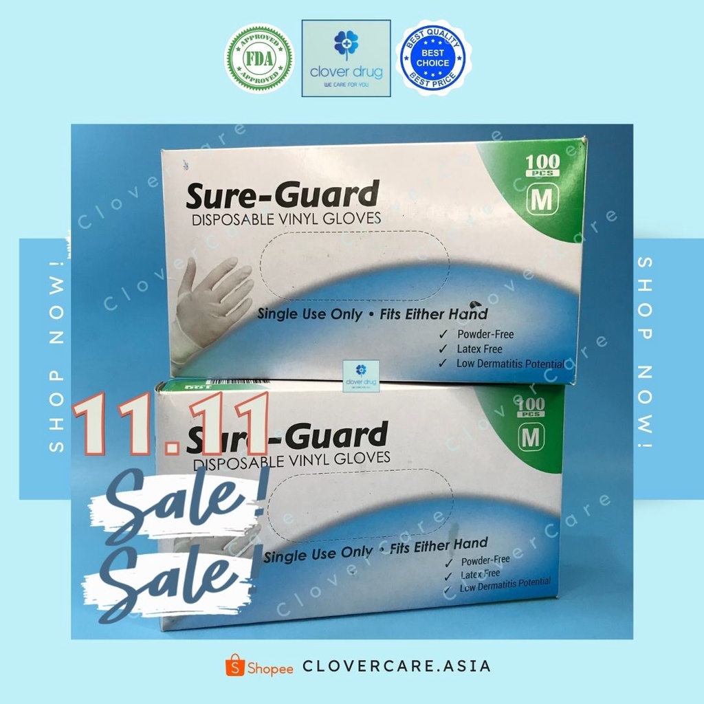 Vinyl Gloves SURE-GUARD (100pcs/box) | Shopee Philippines