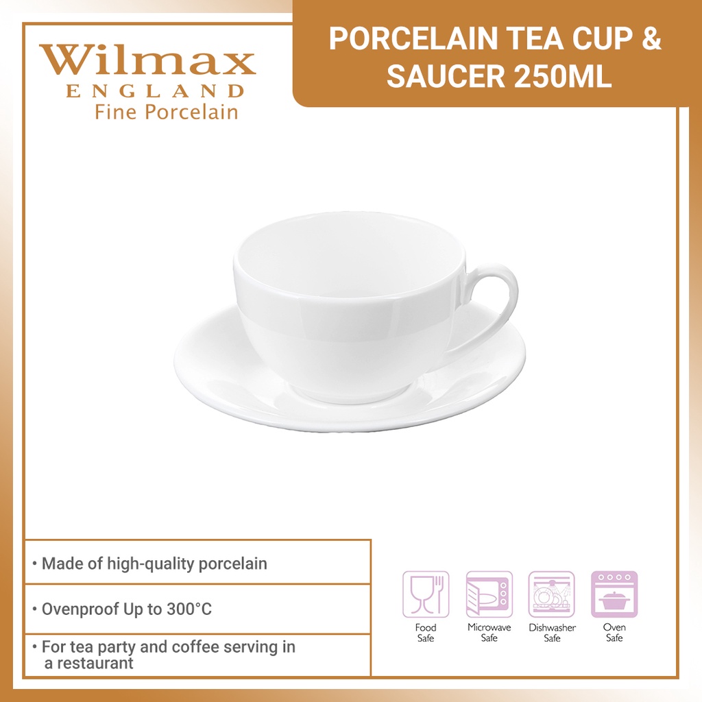 Wilmax England Porcelain Coffee Tea Cup and Saucer 8oz / 250ml ( 1 Set ...