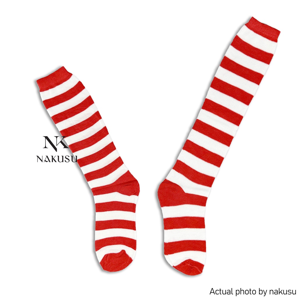 Nakusu 1Pair Knee High Socks Kid's Long Tube School Socks Red Stripe ...