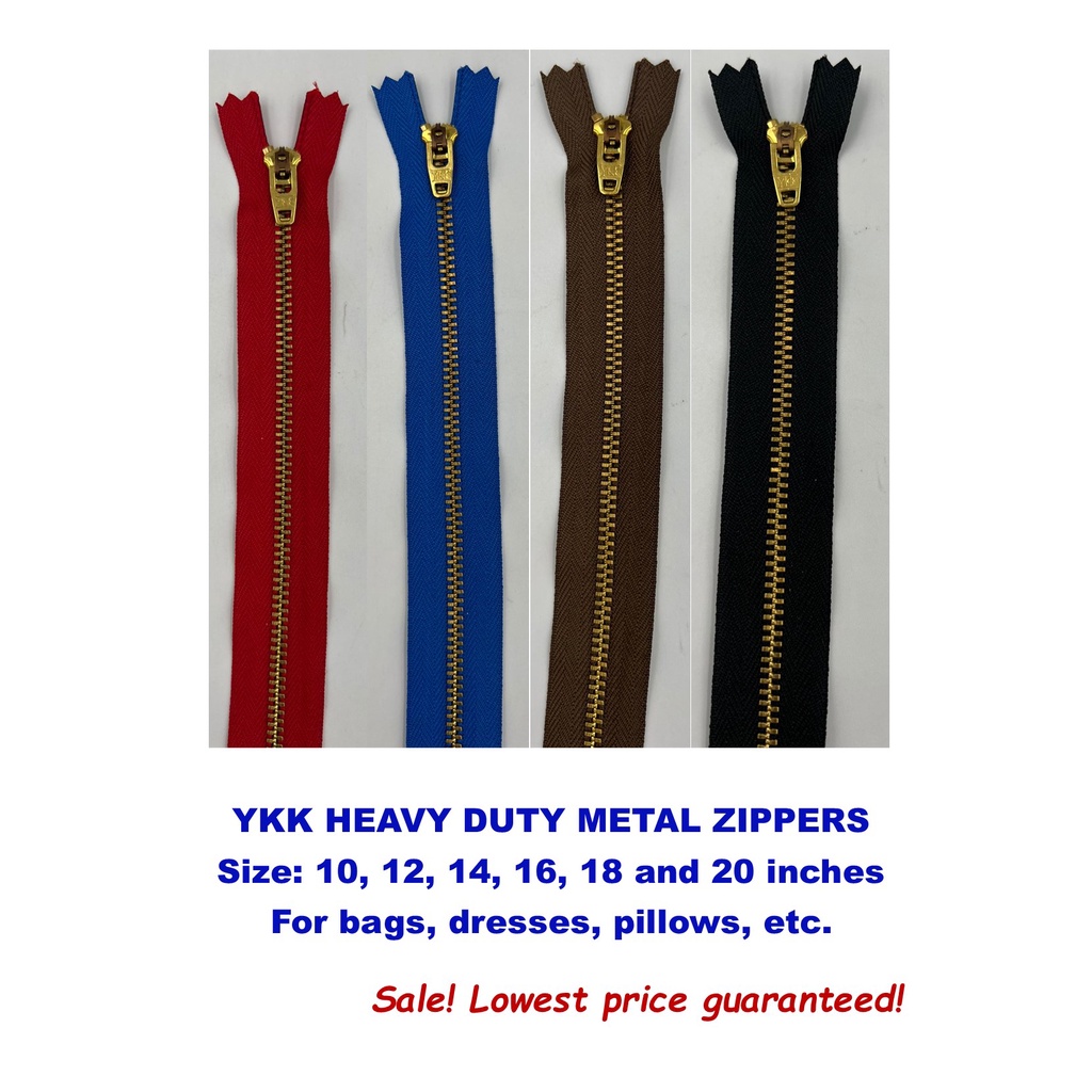 YKK Heavy Duty Metal Zippers 10 to 18 Inches for Dresses and Bags