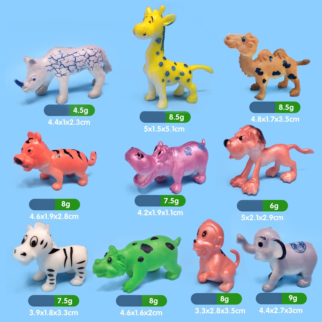 10 cartoon wild animal model simulation children's toys monkey hippo ...