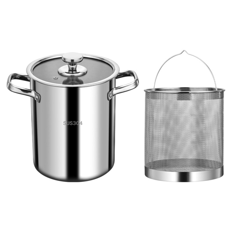 304 Stainless Steel Kitchen Fryer With Strainer And Lid French Chip