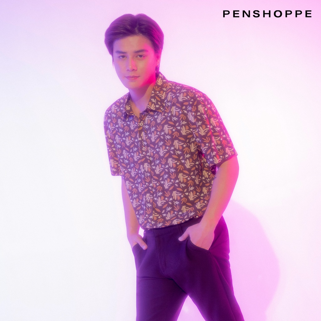 Penshoppe Relaxed Fit Shirt With All Over Print For Men (Brown ...