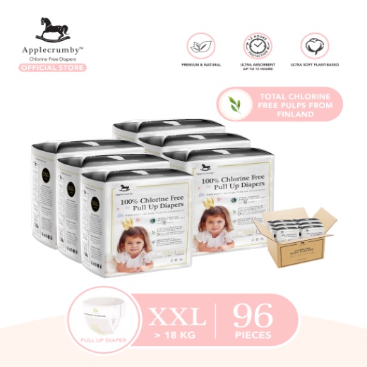 Applecrumby Chlorinefree JUMBO XXL Pullup/Pants Baby Diapers (18 kg) 96pcs Shopee Philippines