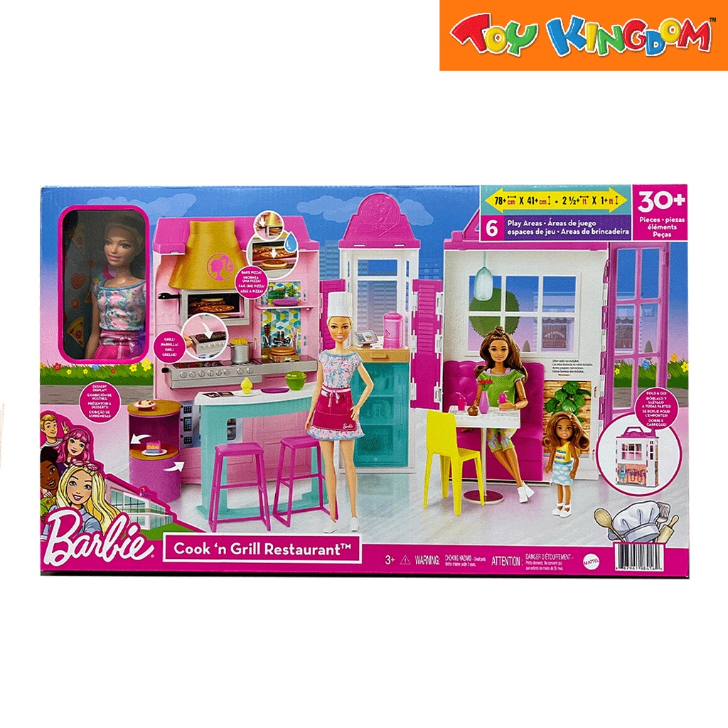 Barbie Doll & Playset, Cook 'n Grill Restaurant with Pizza Oven & 30+  Pieces Including Furniture & Kitchen Accessories