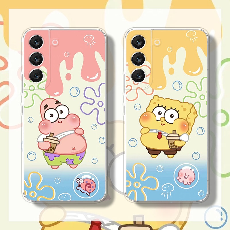 Cute Cartoon Couple SpongeBob Case For Samsung S24 S23 FE S21 FE A15 ...