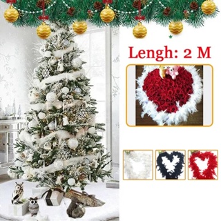 2M Christmas Tree Santa White Feather Boa Strip Xmas Ribbon Party Garland  Decor 1PCS/5PCS