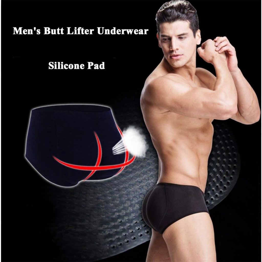 Men's Boxer Briefs Body Shaper with Removable Sponge Pad Bum Lifter ...