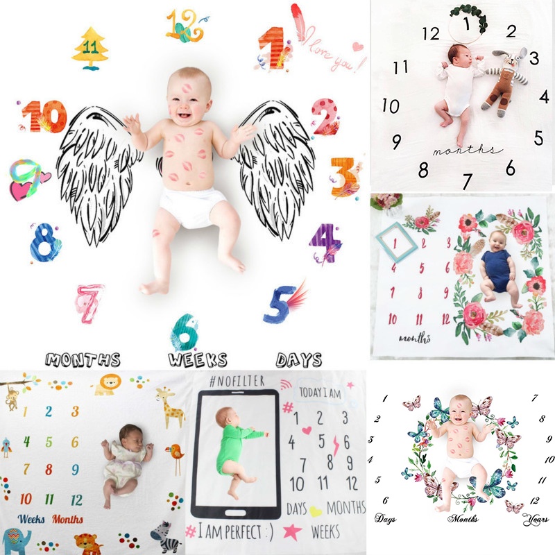 Newborn Baby Monthly Growth Milestone Blanket Photography Props ...