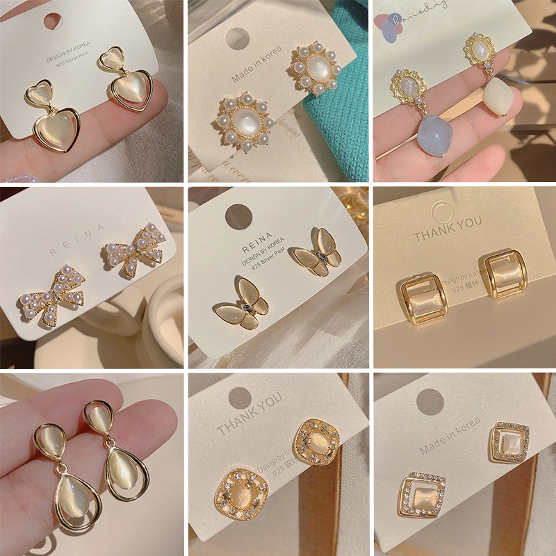 S925 Silver Geometric Abalone Shell Stud Earrings Stylish Elegance