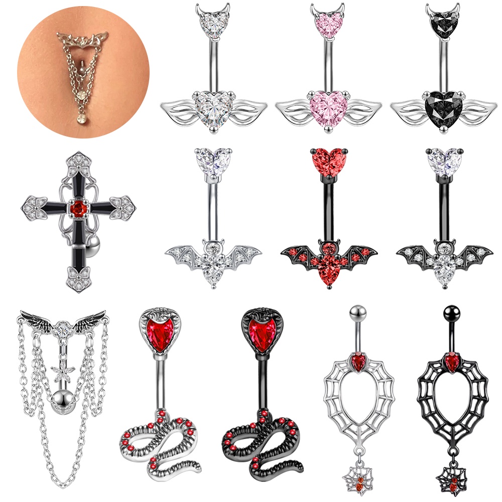 1 PC Punk Cross Spider Navel Piercing Butterfly Pendant Belly Button ...