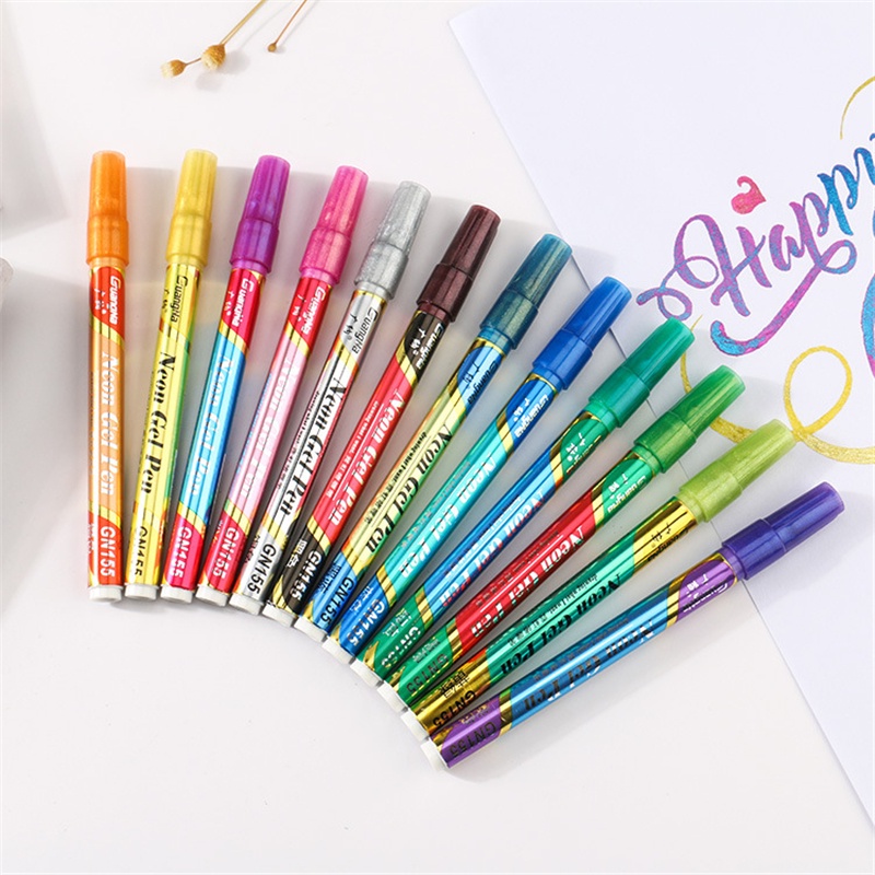 Penlab 1pcs Metallic Color Neon Gel Pen Glitter Marker Liner for Diary ...