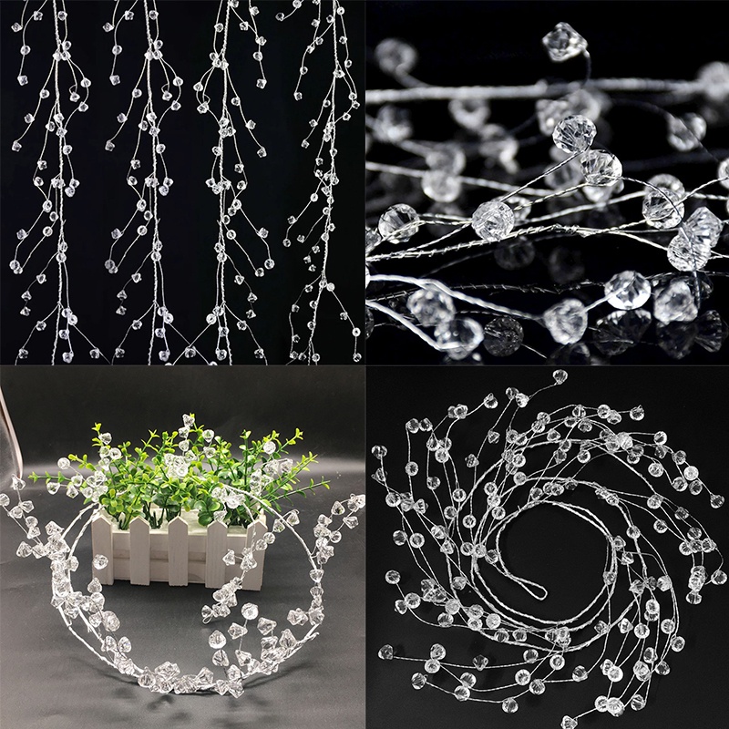 1m Acrylic Crystal Bead Curtain Clear Water Drop Diamond Shape Branch ...
