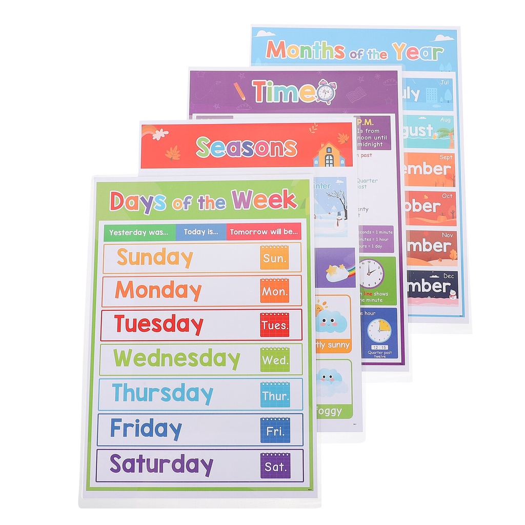 Poster Posters Educational Learning Preschool Kids Chart Weekdays The ...