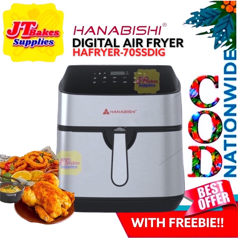 Hanabishi Nonstick Digital Air Fryer 7L HAFRYER 70SSDIG with Freebie